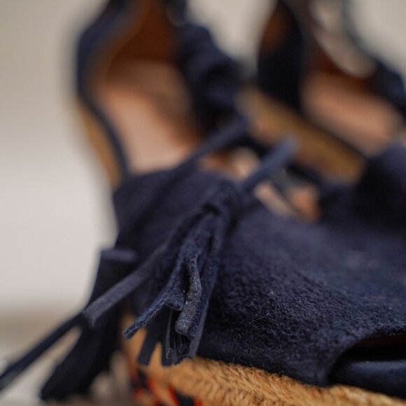 CAbi "Isla" Espadrille Lace Up Open Toe Wedges - Picture 2 of 9